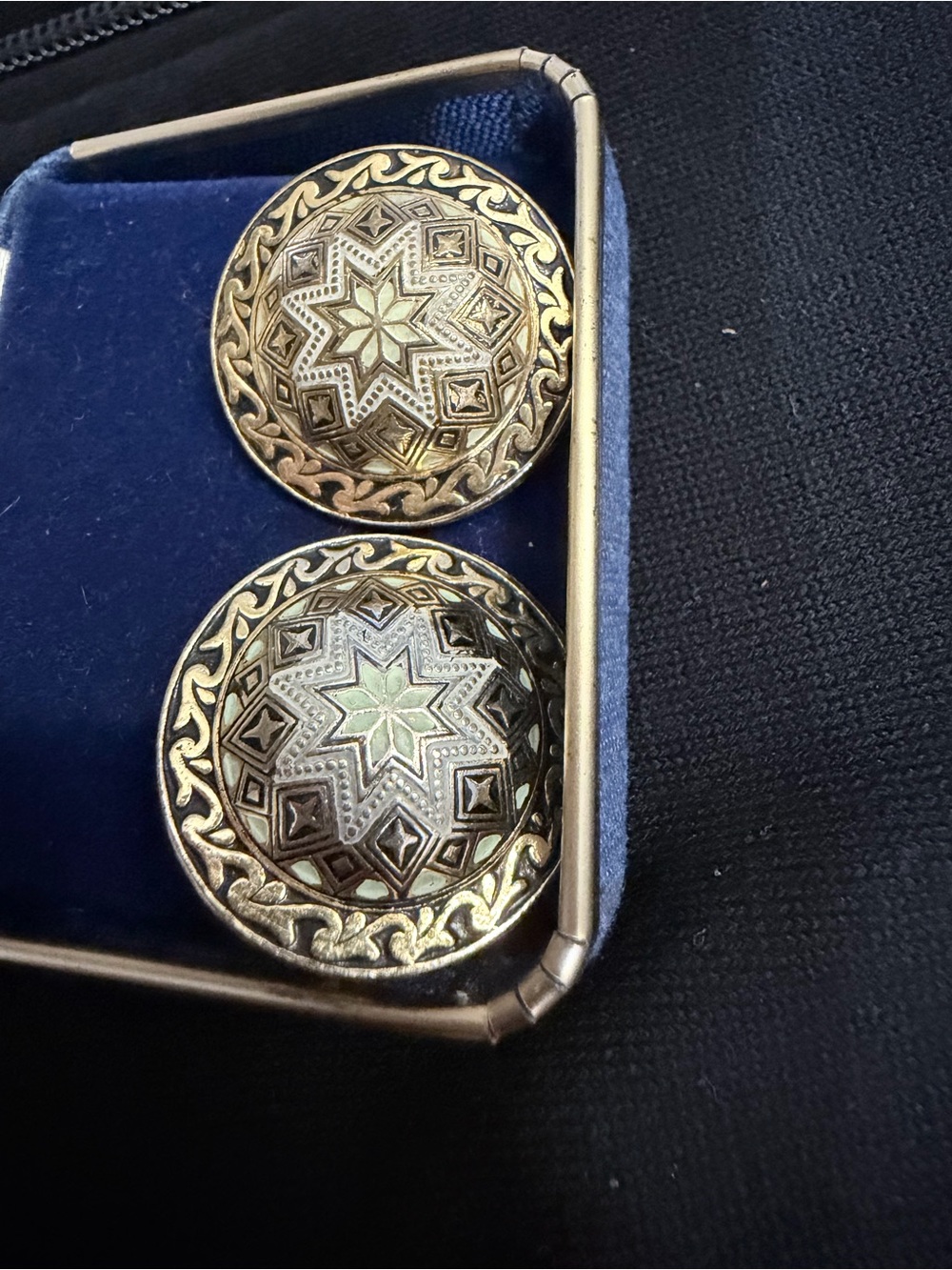 Gold-Tone Damascene Spanish clip on earrings